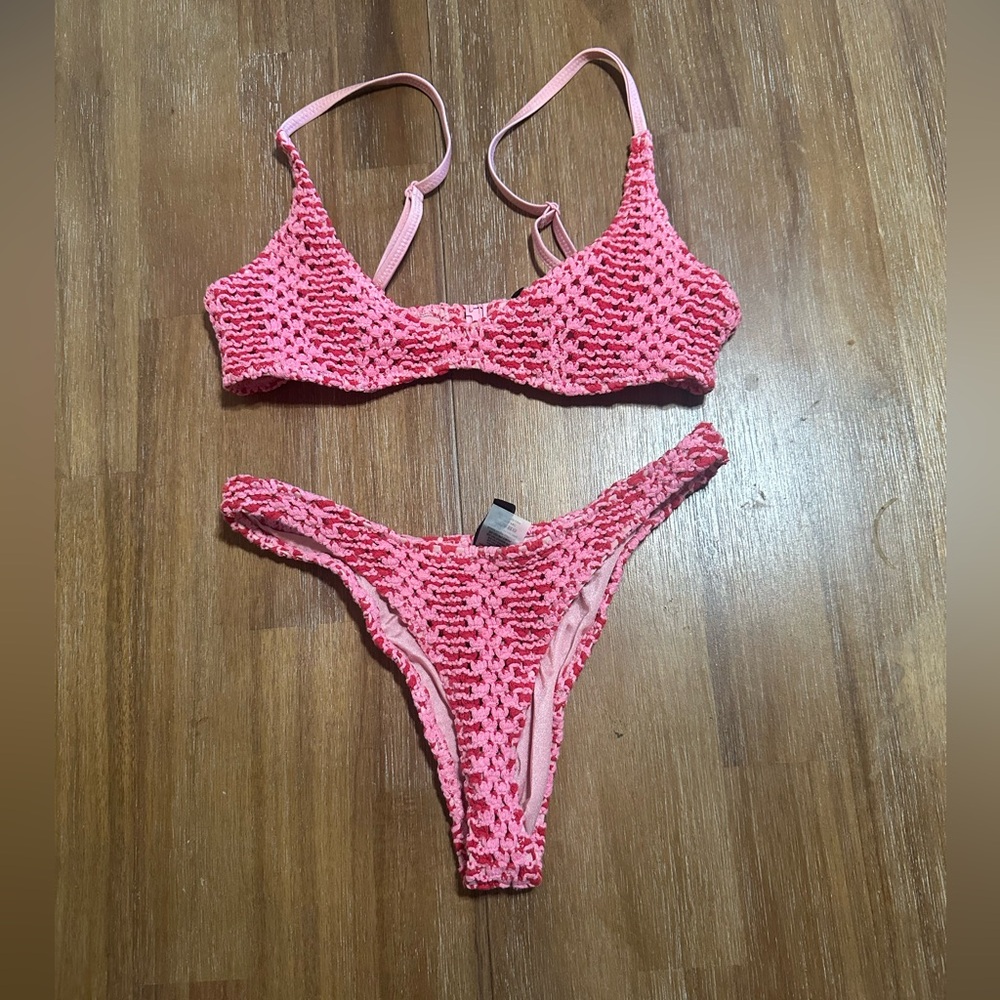 Triangl Swimwear Pink Textured Bikini